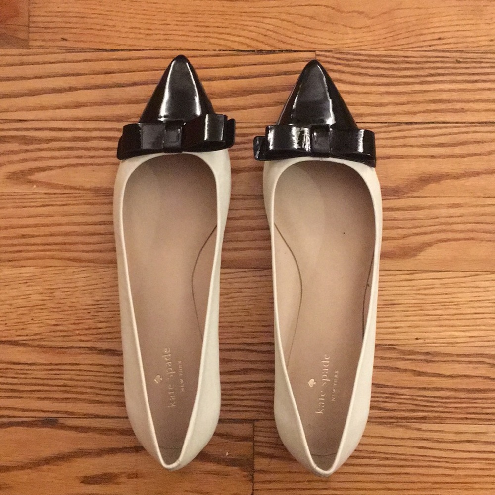Kate Spade Black & White Bow Flats